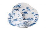 Country Estate Delft Blue 5 Piece Place Setting Featuring narratives of the English Countryside, our 5 piece place setting in Delft Blue contains a charger, dinner plate, side plate, coffee/tea cup and saucer.